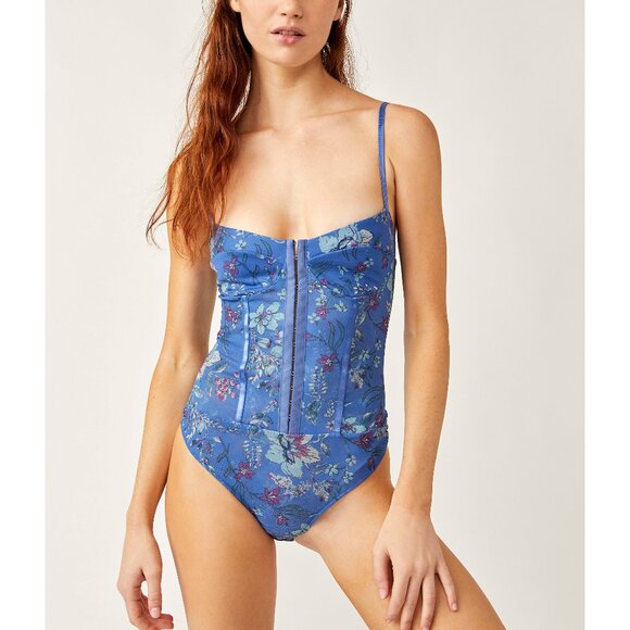 FREE PEOPLE Night Rhythm Printed Bodysuit / Floral Combo - Picture 2 of 7